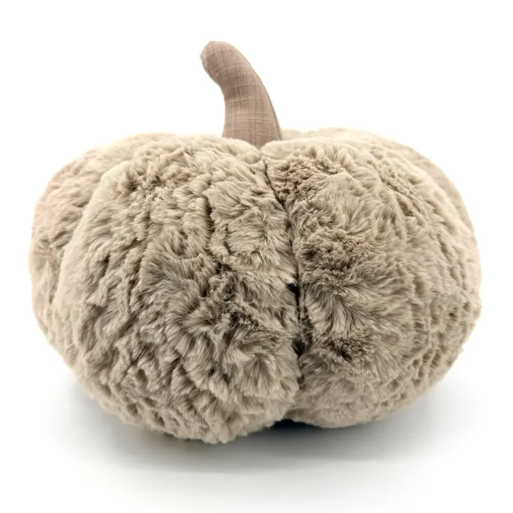 NWT VIRAL TIK TOK COSTCO FUZZY PLUSH PUMPKIN PILLOW TAN 12x14